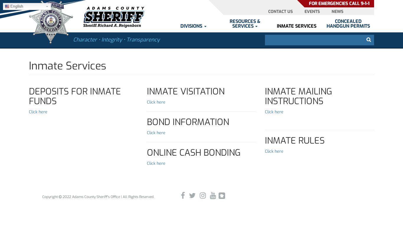 Inmate Services | Adams County Sheriff's Office